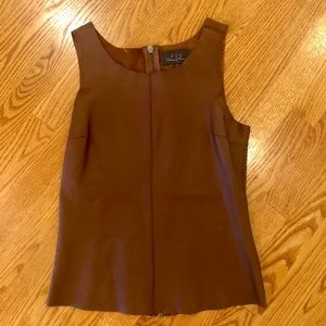 Women’s Patterson J. Kincaid Brown Leather Shell Top with back zipper detail